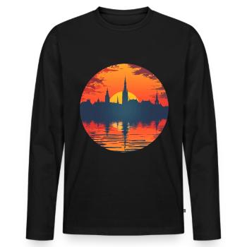 Cottbus Skyline - Men's Premium Organic Long Sleeve Shirt - black - Front - Nico (187cm)