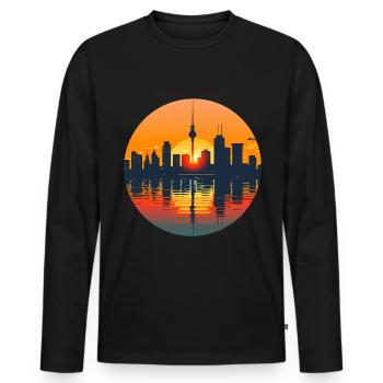 Darmstadt Skyline - Männer Premium Bio Langarmshirt - Schwarz - Vorne - Nico (187cm)