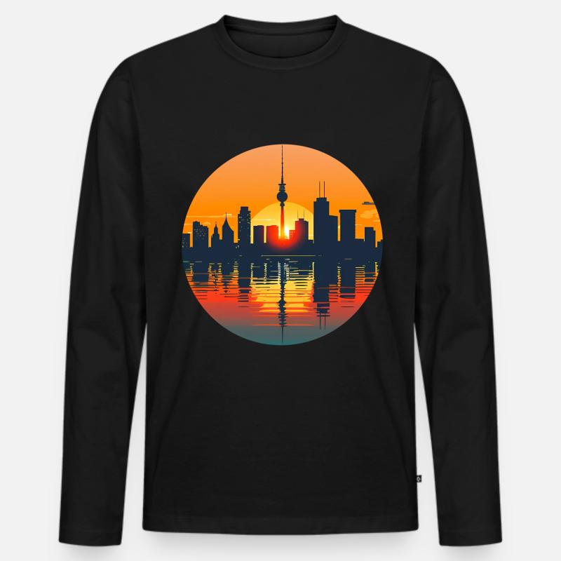 Darmstadt Skyline - Männer Premium Bio Langarmshirt - Schwarz