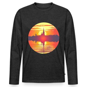 Flensburg Skyline - Männer Premium Bio Langarmshirt - Anthrazit meliert - Vorne - Nico (187cm)