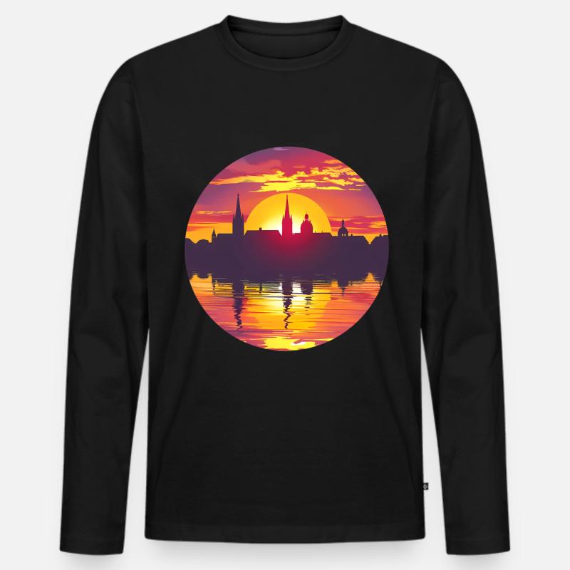 Furth Skyline - Männer Premium Bio Langarmshirt - Schwarz