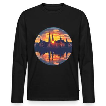 Freiburg Skyline - Men's Premium Organic Long Sleeve Shirt - black - Front - Nico (187cm)