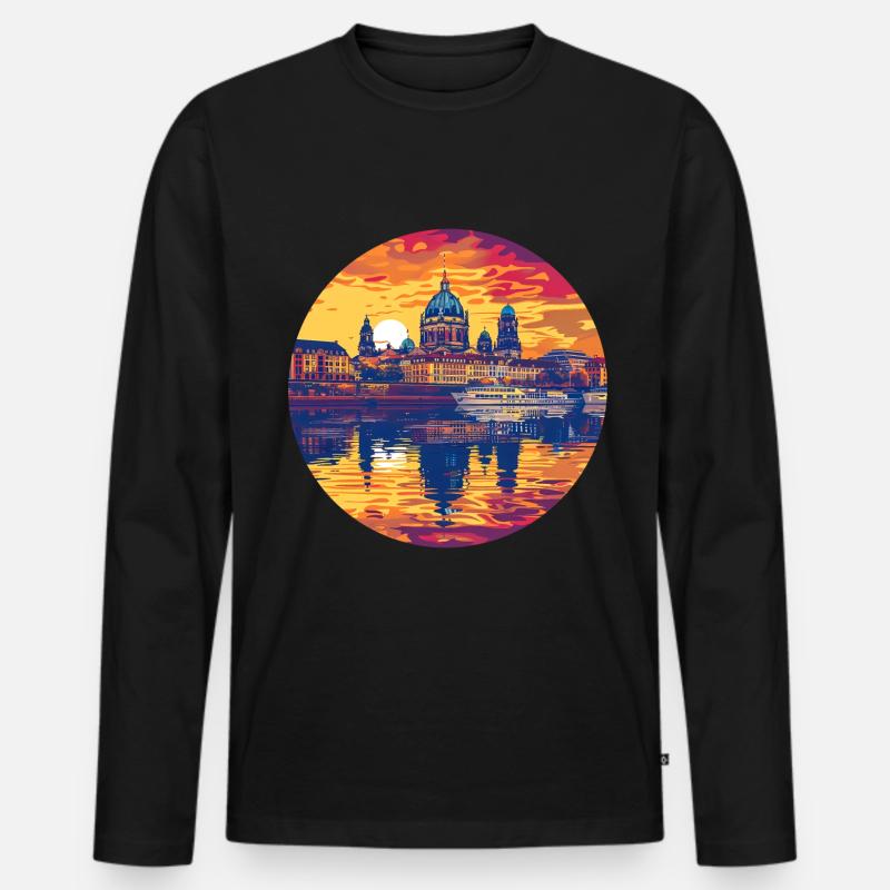 Dresden Skyline - Männer Premium Bio Langarmshirt - Schwarz