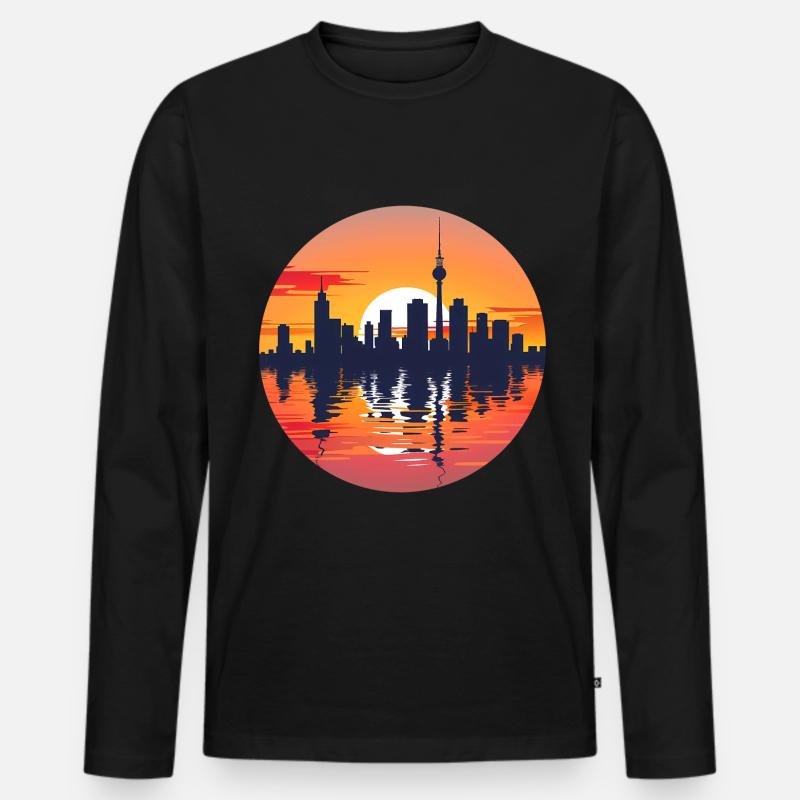 Gelsenkirche Skyline - Männer Premium Bio Langarmshirt - Schwarz