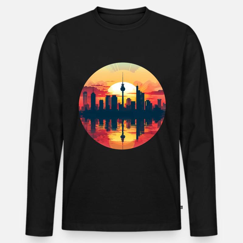 Stuttgart Skyline - Männer Premium Bio Langarmshirt - Schwarz