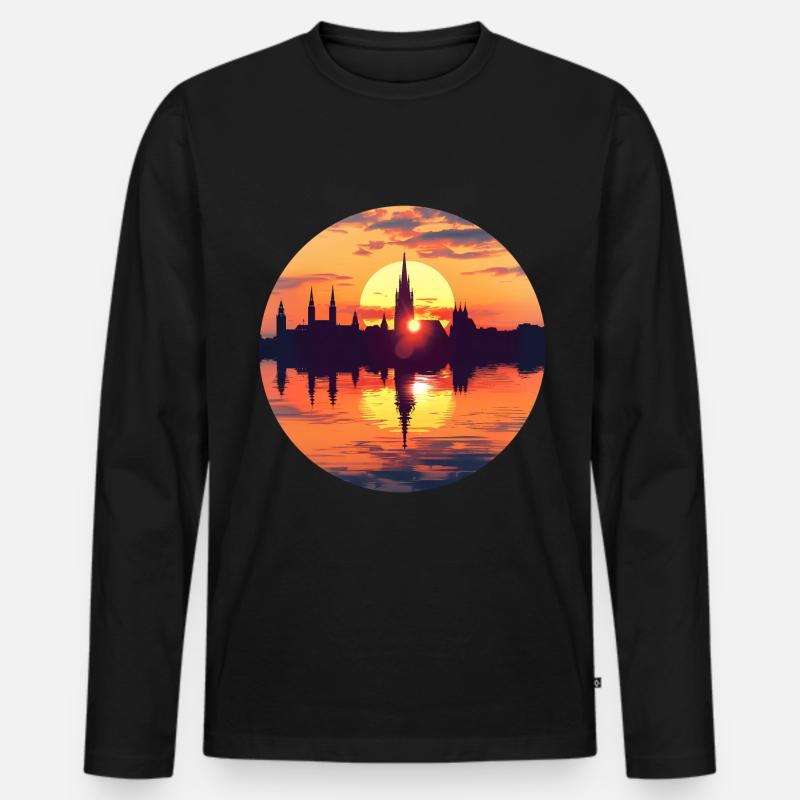 Schwerin Skyline - Männer Premium Bio Langarmshirt - Schwarz