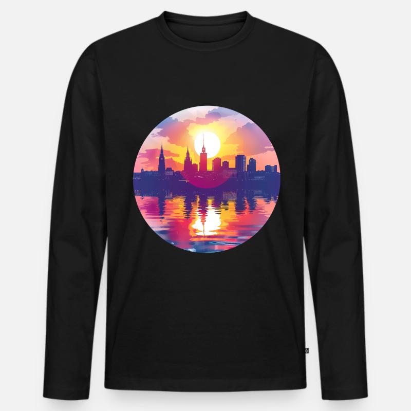 Siegen Skyline - Männer Premium Bio Langarmshirt - Schwarz