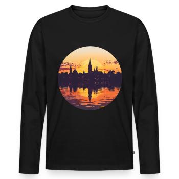 Ulm Skyline - Männer Premium Bio Langarmshirt - Schwarz - Vorne - Nico (187cm)