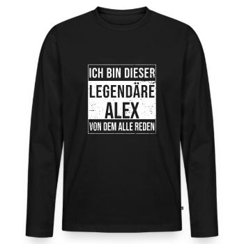 Je suis cette légende pour Alex - T-shirt manches longues Premium bio Homme - noir - Devant - Nico (187cm)