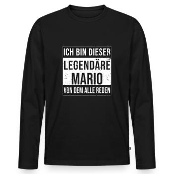 Je suis cette légende pour Mario - T-shirt manches longues Premium bio Homme - noir - Devant - Nico (187cm)