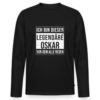 Ich bin dieser legendäre für Oskar - Männer Premium Bio Langarmshirt - Schwarz - Vorne - Nico (187cm)