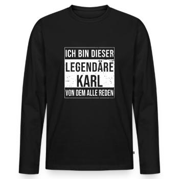 Je suis cette légende pour Karl - T-shirt manches longues Premium bio Homme - noir - Devant - Nico (187cm)