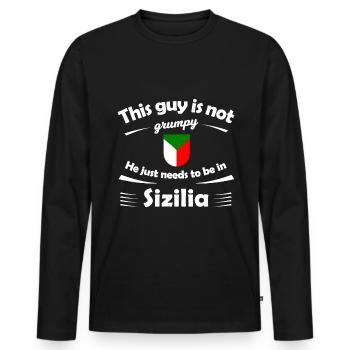 La nostalgie de la Sicile - T-shirt manches longues Premium bio Homme - noir - Devant - Nico (187cm)