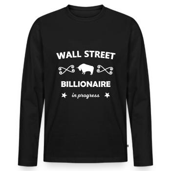 Aktien und Anlagen Chef - Männer Premium Bio Langarmshirt - Schwarz - Vorne - Nico (187cm)