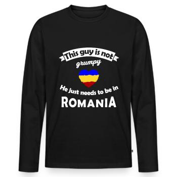 Heimweh nach Rumänien - Männer Premium Bio Langarmshirt - Schwarz - Vorne - Nico (187cm)