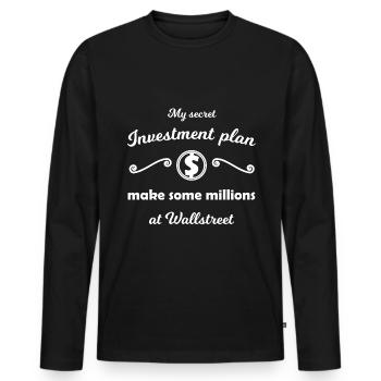 Der geheime Anlage Plan - Männer Premium Bio Langarmshirt - Schwarz - Vorne - Nico (187cm)