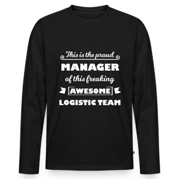 The Funny Logistics Manager - Men's Premium Organic Long Sleeve Shirt - black - Front - Nico (187cm)
