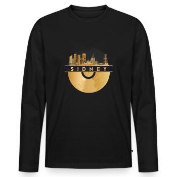 Vinyl-Schallplatte Disco-Musik Skyline-Sidney - Männer Premium Bio Langarmshirt - Schwarz - Vorne - Nico (187cm)