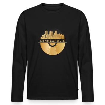 Disque vinyle Disco Musique Skyline-Minneapolis - T-shirt manches longues Premium bio Homme - noir - Devant - Nico (187cm)