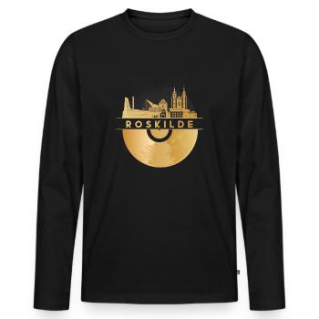 Vinyl-Schallplatte - Skyline-Dänemark-Roskilde - Männer Premium Bio Langarmshirt - Schwarz - Vorne - Nico (187cm)