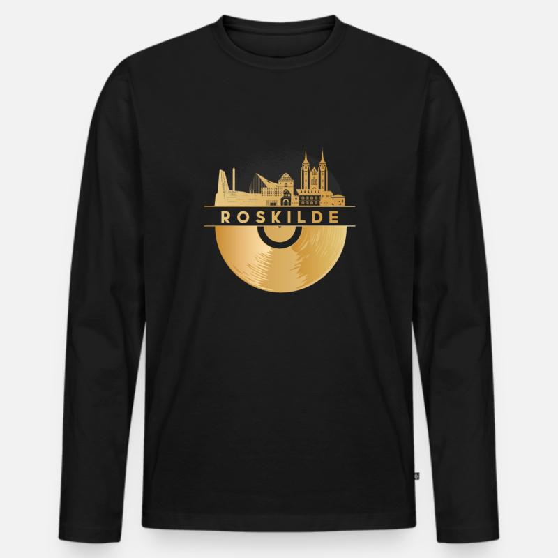 Vinyl-Schallplatte - Skyline-Dänemark-Roskilde - Männer Premium Bio Langarmshirt - Schwarz