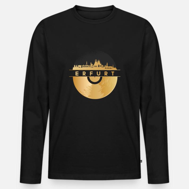 Vinyl-Schallplatte - Skyline-Erfurt - Männer Premium Bio Langarmshirt - Schwarz
