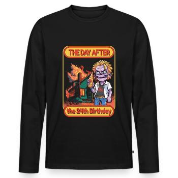 Dictons amusants Années 24e anniversaire - T-shirt manches longues Premium bio Homme - noir - Devant - Nico (187cm)