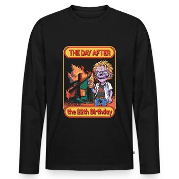 Dictons amusants Années 22e anniversaire - T-shirt manches longues Premium bio Homme - noir - Devant - Nico (187cm)