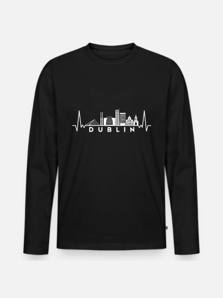 Heartbeat Skyline UK Dublin - Men's Premium Organic Long Sleeve Shirt - black
