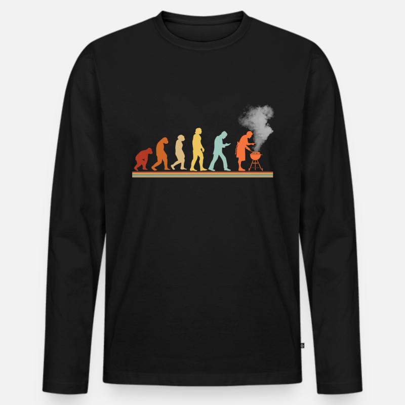 BBQ Barbecue Evolution grillen Barbecue-Grill - Männer Premium Bio Langarmshirt - Schwarz