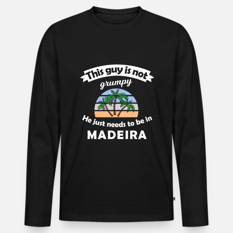 Urlaub in Madeira - Männer Premium Bio Langarmshirt - Schwarz