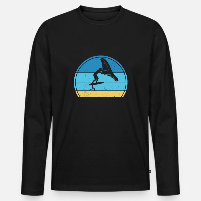 Wingfoil-Surfer Wingfoiling Hydrofoil Kitefoil - Männer Premium Bio Langarmshirt - Schwarz