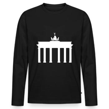 Berlin Brandenburger Tor - Männer Premium Bio Langarmshirt - Schwarz - Vorne - Nico (187cm)