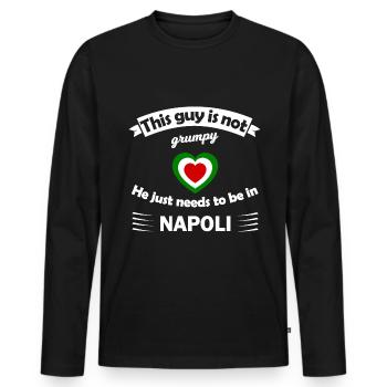Homesick for Naples - Men's Premium Organic Long Sleeve Shirt - black - Front - Nico (187cm)