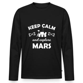 Die Fahrt ins Universum - Männer Premium Bio Langarmshirt - Schwarz - Vorne - Nico (187cm)