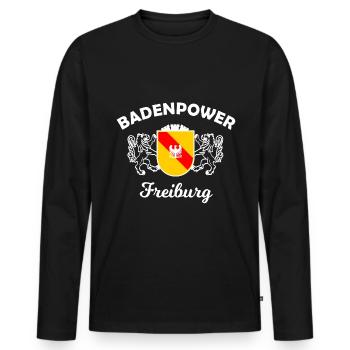 La puissance de Fribourg - T-shirt manches longues Premium bio Homme - noir - Devant - Nico (187cm)