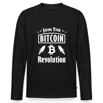 Das Bitcoin Experiment - Männer Premium Bio Langarmshirt - Schwarz - Vorne - Nico (187cm)