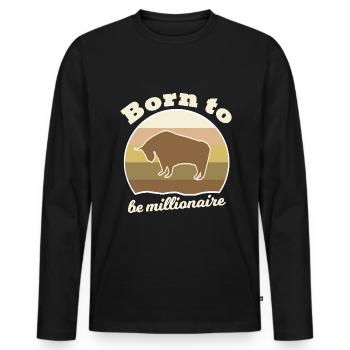 Investir en Bourse - T-shirt manches longues Premium bio Homme - noir - Devant - Nico (187cm)