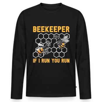 Quand je cours, tu cours abeille trop drôle apiculteur - T-shirt manches longues Premium bio Homme - noir - Devant - Nico (187cm)