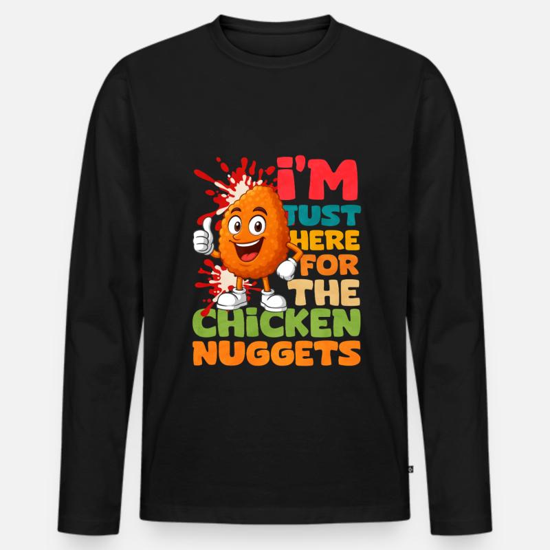 Chicken Nugget - Männer Premium Bio Langarmshirt - Schwarz