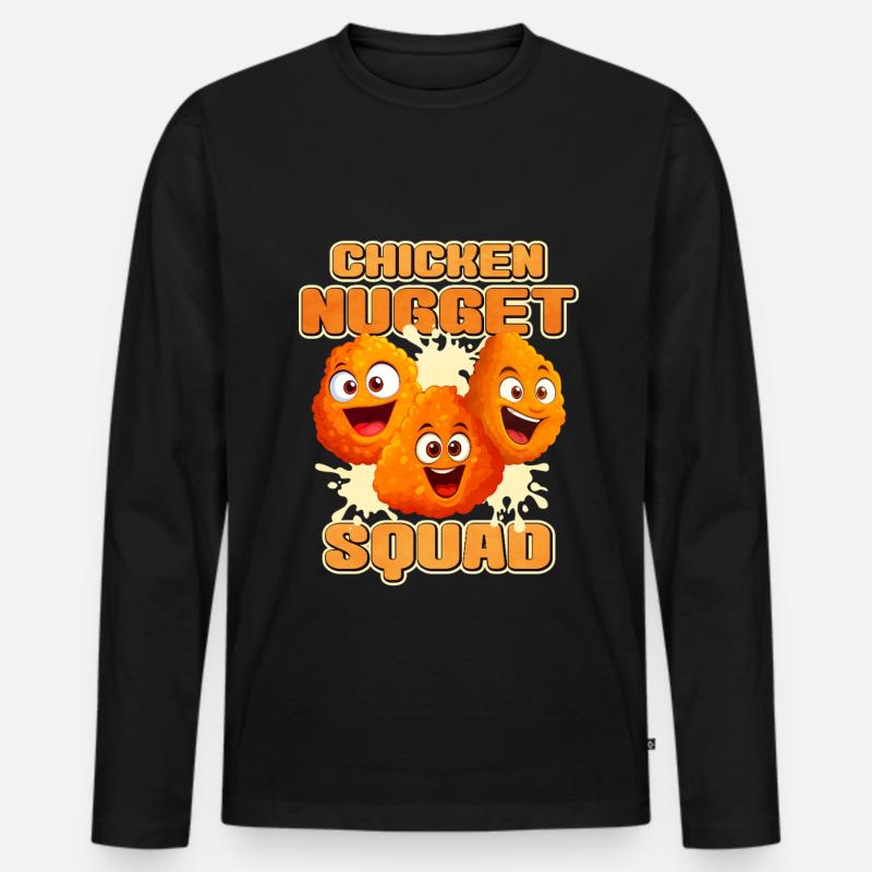 Chicken Nugget - Männer Premium Bio Langarmshirt - Schwarz