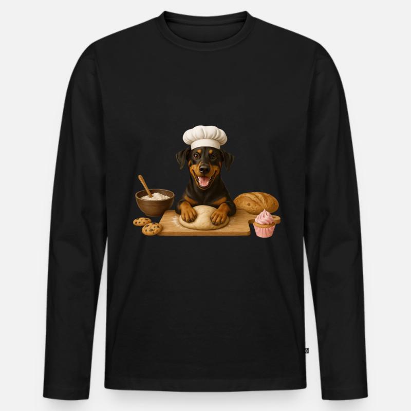 Dobermann Backen Kuchen Kekse - Männer Premium Bio Langarmshirt - Schwarz