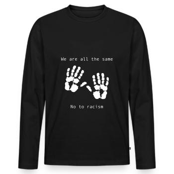 Against law, Nazis, racism. For democracy - Men's Premium Organic Long Sleeve Shirt - black - Front - Nico (187cm)