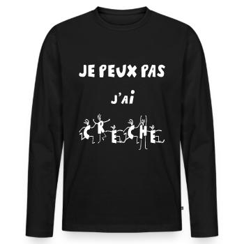 je peux pas j'ai creche - T-shirt manches longues Premium bio Homme - noir - Devant - Nico (187cm)