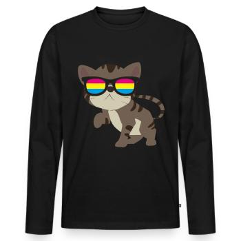 LGBT Cat Pan Pride Month Cadeau Pansexuel - T-shirt manches longues Premium bio Homme - noir - Devant - Nico (187cm)