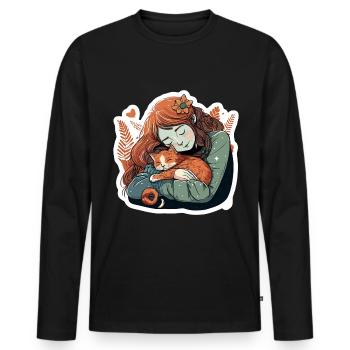 Katzenmama Katze Anime Kätzchen Liebe Frau Mama - Männer Premium Bio Langarmshirt - Schwarz - Vorne - Nico (187cm)
