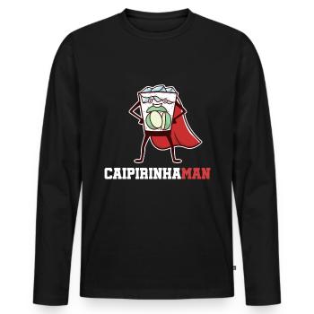 Cocktail Superhero Caipirinha Lime Bar - Men's Premium Organic Long Sleeve Shirt - black - Front - Nico (187cm)