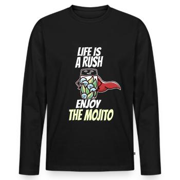Cocktail Mojito Limette Bar Spruch Rausch - Männer Premium Bio Langarmshirt - Schwarz - Vorne - Nico (187cm)