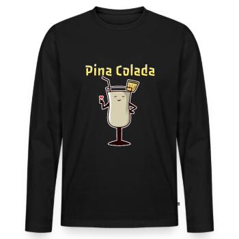 Recette de cocktail de boissons savoureuses Pina Colada - T-shirt manches longues Premium bio Homme - noir - Devant - Nico (187cm)