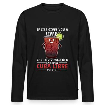Cocktail Cuba Libre Spruch Leben Longdrink - Männer Premium Bio Langarmshirt - Schwarz - Vorne - Nico (187cm)